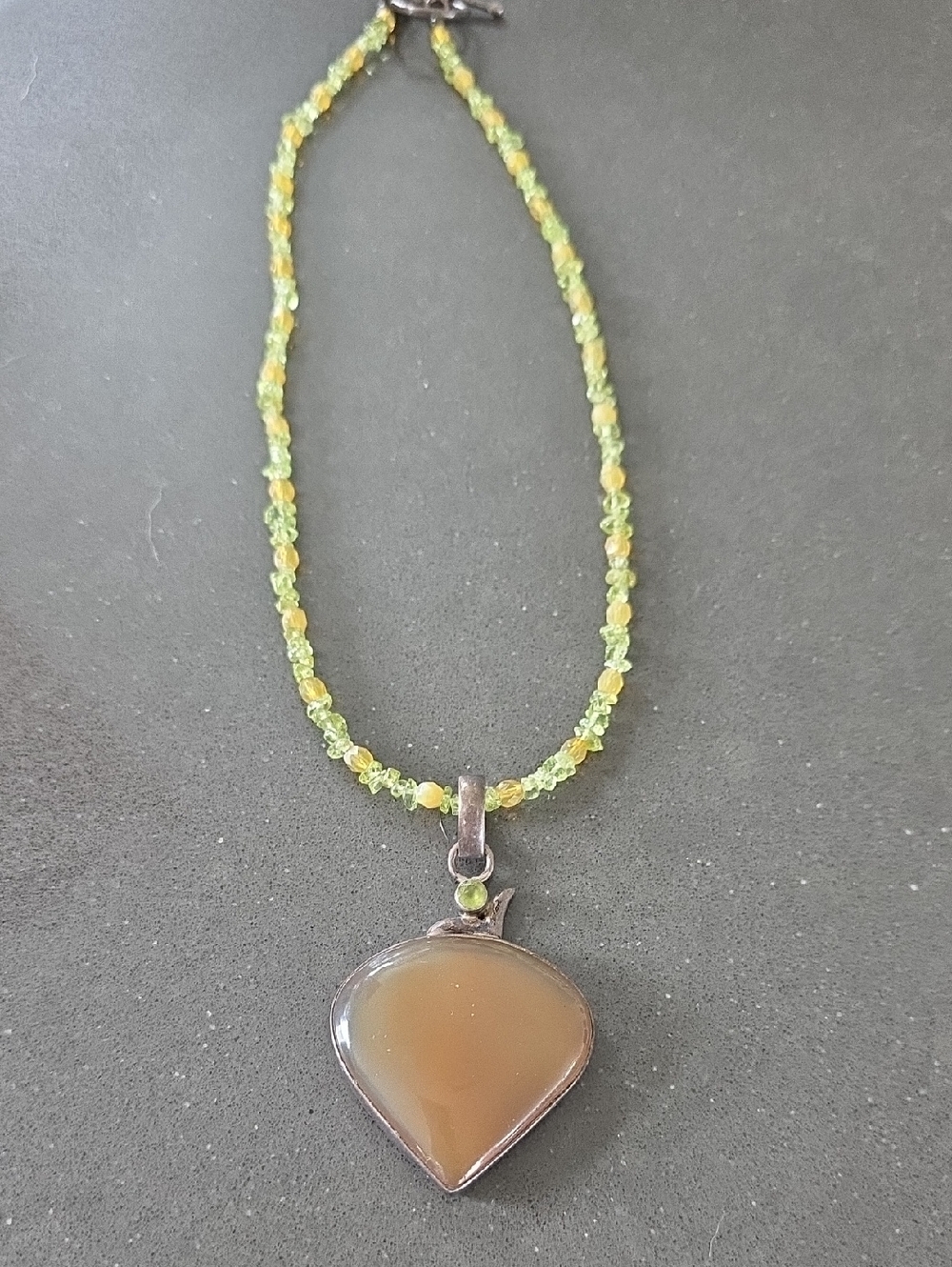 Peridot And Chalcedony Necklace With Sterling Silver Chalcedony Drop Pendant